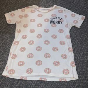 $1! Mighty fine DONUT WORRY all over print tee